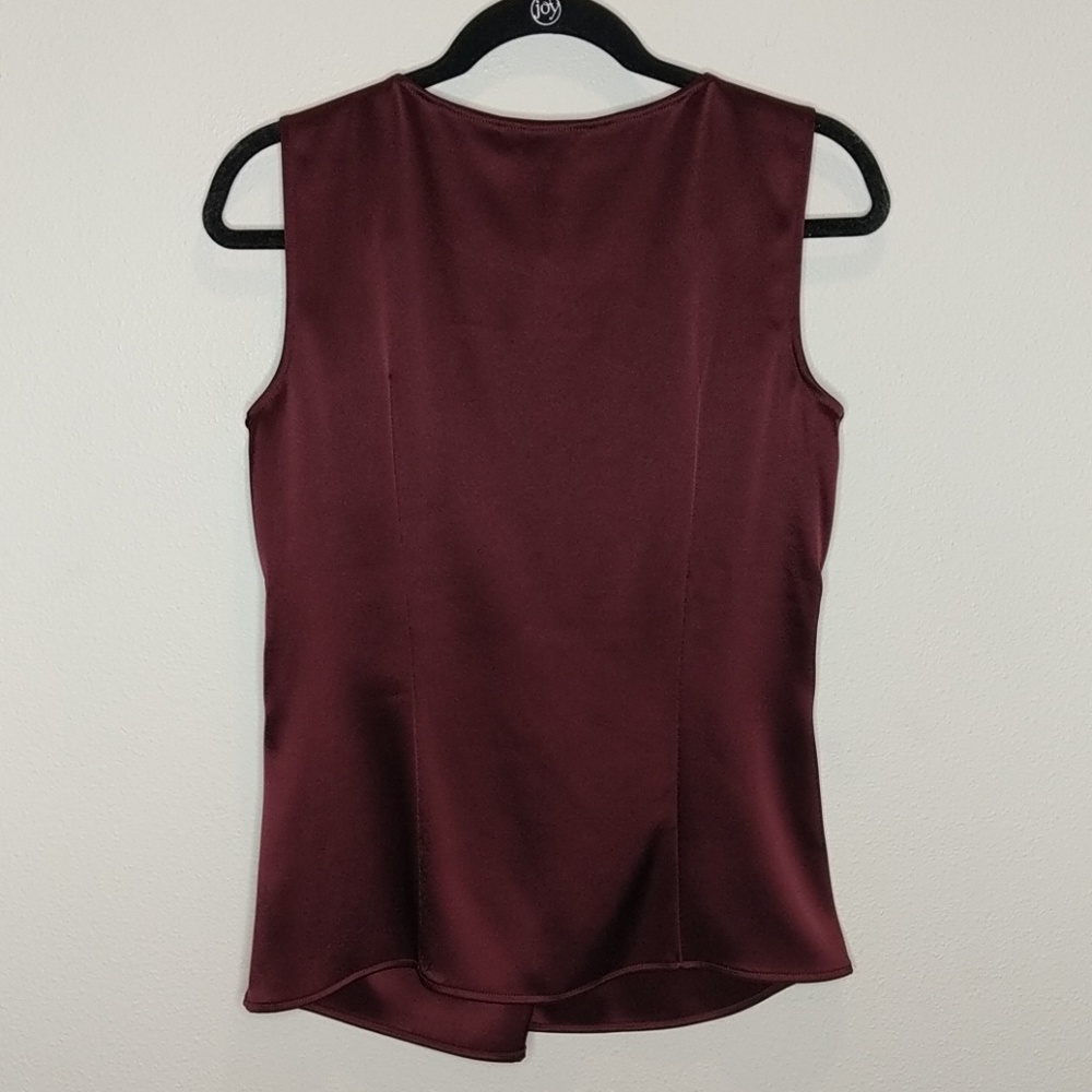 St. John Burgundy pintuck pleat blouse - Picture 2 of 5